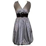 Pinstriped Satin Belted Bubble Dress Plus Size