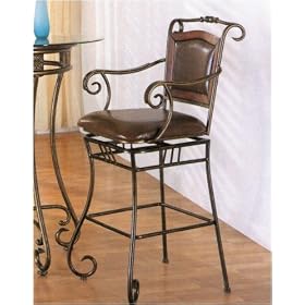Click here to buy 24H Scroll motif bar stool in metal finish by AtHomeMart.