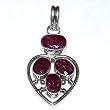 Locket Pendant with Chain Sterling Silver Ruby Gemstone Jewelry 2 inches