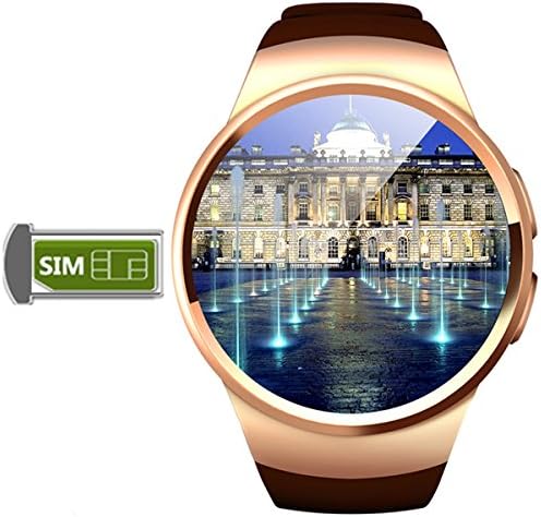 eKingdee R6 HD IPS round screen IOS android smart watch with sim card for iPhone smartphone (Gold)