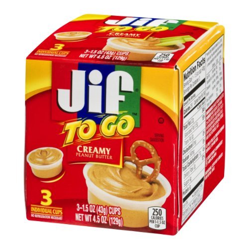 Jif to Go Creamy Peanut Butter Snacks 4.5 oz 6 Individual 1.5 oz Cups (Pack of 2)