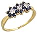 14 Karat Gold Blumen Trauben Ring, mit 0.66 Total Karat Brilliantschliff Blau Saphir Steine & Diamanten, (7mm) breit