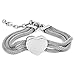 ELYA Stainless Steel Three Mesh Strands with Polished Heart Bracelet - 7.5