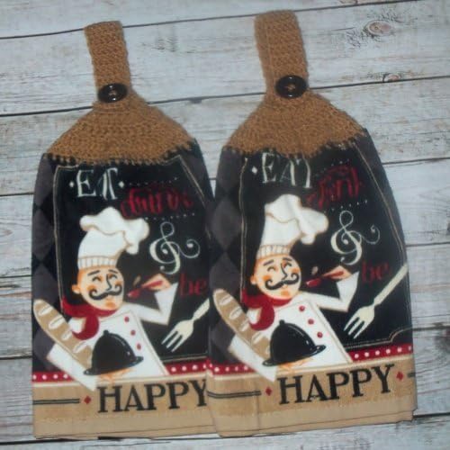 A Set of Crochet Top Happy Chef, Bakery Hand Towels.