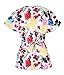 G Med Women's Printed Mock Wrap V Neck Back Tie 2 Pockets Scrub Top
