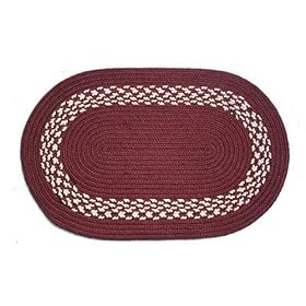 Oval Braided Rug (5'x8'): Burgundy,- Burgundy and Cream Band by Stroud Braided Rugs