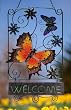 Butterfly Flutter Metal and Glass Decorative Hanging Design Post