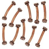 Copper Rope End Noodle Curved Tube Beads 20mm x 2.5mm (10)