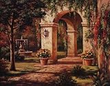 Arch Courtyard I by Sung Kim. PLAQUE MOUNTED. 28.00 inches width by 22.00 inches height. Highest Quality Art Poster Print