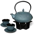 Set Gusseisen Teekanne Arare 1,2 Liter himmelblau