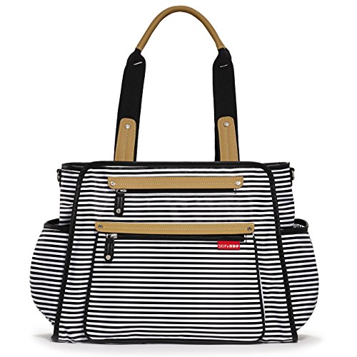 Skip Hop Baby Grand Central Take-it-All Diaper Bag with Cushioned Changing Pad, 11 Pockets, Multi Black Stripe