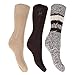 FLOSO® Ladies/Womens Thermal Thick Chunky Wool Blended Socks (Pack Of 3)