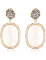 Marcia Moran "Mix" Cubic-Zirconia Surrounding Oval Stone Organic Drop Earrings