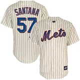 MLB Men's New York Mets Johan Santana Ivory/Royal Alternate Short Sleeve 6 Button Synthetic Replica Baseball Jersey Spring 2012  (Ivory/Royal, Large)