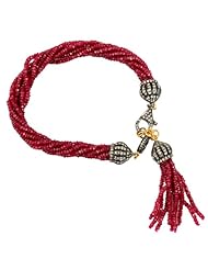 Natural Ruby Gemstone Tassel Bracelet 18kt Gold Party Jewelry