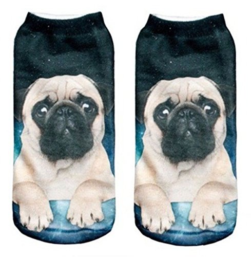Stepsucceed Pug Dog Black Funny Women's Cool Animal Fun Crazy Socks Low Cut Ankle