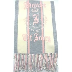 JuicyCoutureHouseofJuicyMerinoWoolScarf-Pink/Gray/White