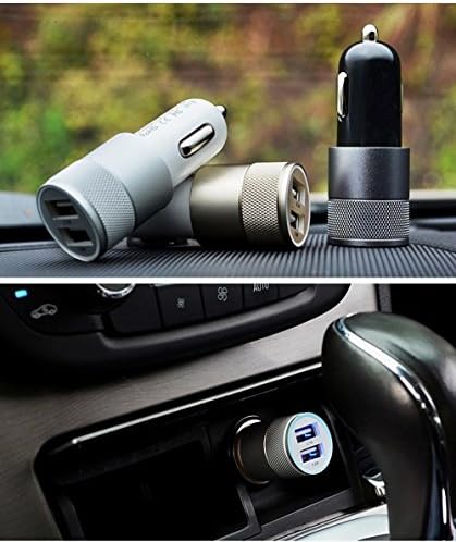 PAIAIP Dual Multiple USB Car Charger Power Drive Vehicle Charger Rapid Travel Charger for Iphone 6 / 6 Plus, Ipad Air 2 / Mini 3, Galaxy S6 / S6 Edge and Tablets GPS &amp; Cellular Devices (Black Gray)