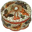 Hand painted round chinese porcelain trinket box with lid, gold filigree - butterfly design