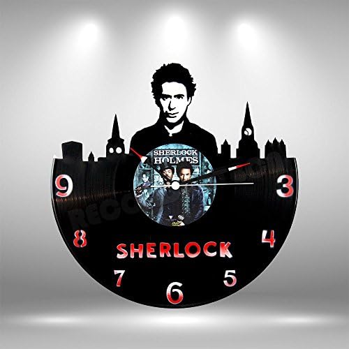 Sherlock Holmes Vinyl record clock - Handmade original gifts &amp; home decoration.