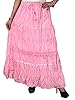 Womans Skirts Tiered Solid Bohemian Full / Maxi / Long Cotton Skirt (Pink)