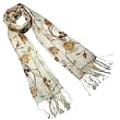 100% Pashmina/Cashmere Swaying Flowers and Leaves Tassel Ends Long Scarf Shawl