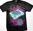 Neon Turntable T-shirt, DJ Men's Oversized Neon Design Shirts