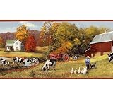Holstein Cow Pasture Farm Wallpaper Border