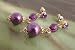 Fashion earrings 767 faux amethyst and purple beads on gold colour metal
