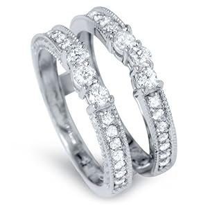 .60CT Vintage Guard Ring Insert 14K White Gold