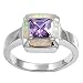 Sterling Silver Lab Created Opal Ring - 3mm Band Width - 12mm Face Height - Sizes: 6-9 - Amethyst CZ