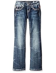 Apparel: Miss Me Little Girls Embellished Boot Cut Denim Jean, MK, 12 - Miss Me Girls 7-16 Child Code