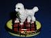 Limoges Porcelain Poodle on Blanket Box