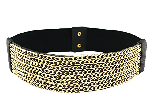 Blingkicks women's stretch multi cuban chain layered belt