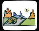 Mouse Pad with car, highway, yellow, desert, armadillo