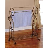 Antique Gold Finish Metal Bathroom Towel Quilt Rack by Coaster
