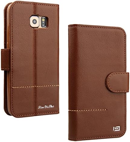 Galaxy S6 Case, xinyishi Genuine Leather Case [ Stand function ] for Samsung Galaxy S6 (Brown)