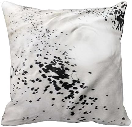 Generic Pillow Cover Cotton 16 X 16 Twin Sides Cowhide Leather Look, (Salt/Pepper), B/W Pillowcase