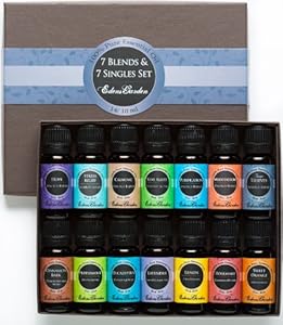 7) Synergy Blends and 7) Top Single Oils 100% Pure Therapeutic Grade Essential Oils- 14/ 10 ml of Hope, Stress Relief, Calming, Stay Alert, Purification, Meditation, Four Thieves, Cinnamon Bark, Peppermint, Eucalyptus, Lavender, Lemon, Rosemary and Sweet Orange Aromatherapy Oil