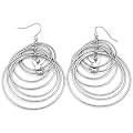 Playboy Earrings Multi Circle Hoop Dangles with Bunny Logo Authentic Licensed Playboy Jewelry CPBE2714