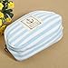 KINGSO Stripe Pencil Case Pouch Purse Cosmetic Makeup Bag Storage Student Stationery Zipper Wallet,Blue 