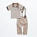 Boy Baby Striped Polo T-Shirt Top Bib + Pants Set Overalls Outfit (80 (6-18 Months)) Brown