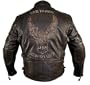 Men's Retro Brown Premium Buffalo Distressed Leather Embossed Cruiser Biker Jacket - Size : XL
