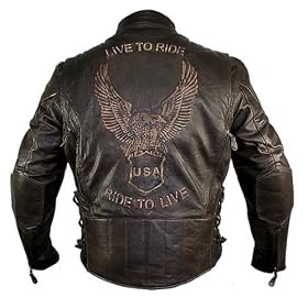 Men's Retro Brown Premium Buffalo Distressed Leather Embossed Cruiser Biker Jacket - Size : Medium