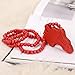 Red Wooden Bead Necklace w/ African Map Pendant