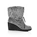 Show Shine Women's High Quality Nubuck and Faux Cony Hair Fold Over Wedge Platform Snow Boots