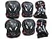 Physport Red Safety Protective Gear Keen,Elbow,Wrist 6 pcs Set Protective Pads Red and Black M Size