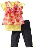 Little Lass Baby-Girls Infant 2 Piece Capri Set with Denim Look Leggings