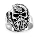 Sterling Silver Skull Ring with Serpent - Sizes 9 to 14