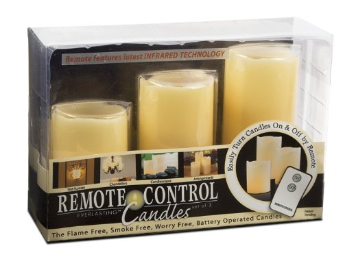 Gerson Company Flameless Ivory Pillar Candles with Remote Control, Set of 3